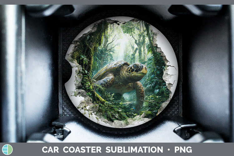 Sea Turtle Animals 3D Hole Car Coaster Sublimation Design