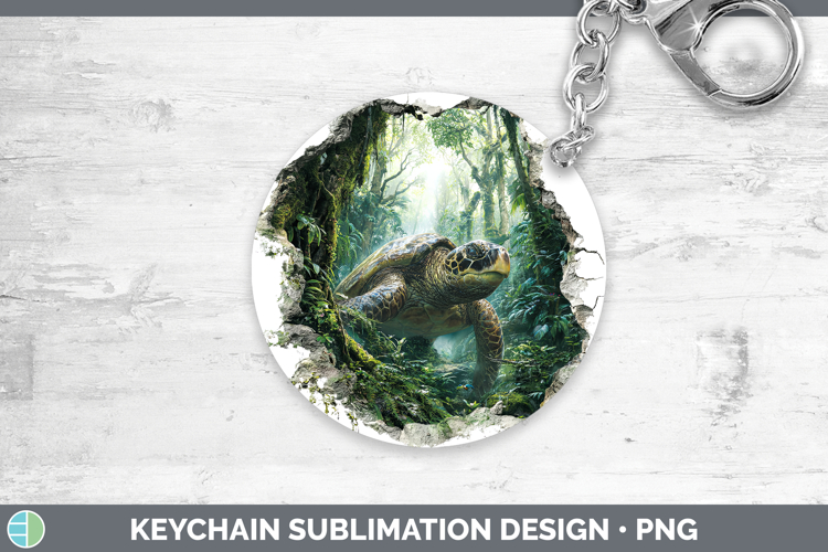Sea Turtle Animals 3D Hole Keychain Sublimation Design