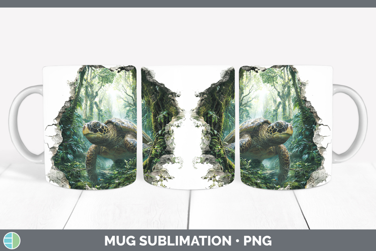 Sea Turtle Animals 3D Hole Mug Wrap Sublimation Design