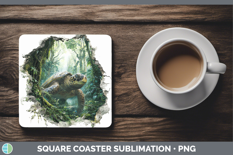 Sea Turtle Animals 3D Hole Square Coaster Sublimation Design