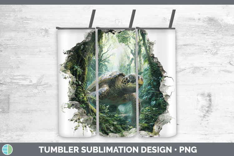 Sea Turtle Animals 3D Hole Tumbler Sublimation Design