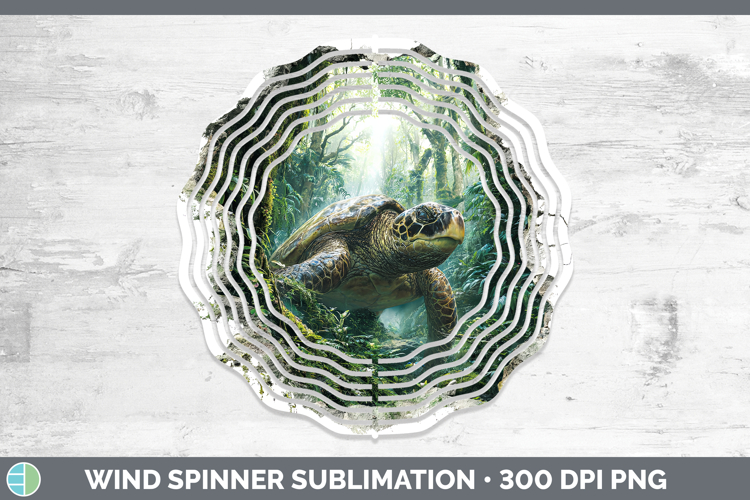 Sea Turtle Animals 3D Hole Wind Spinner Sublimation Design