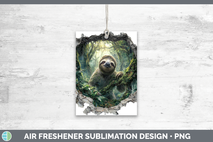 Sloth Animals 3D Hole Air Freshener Sublimation Design