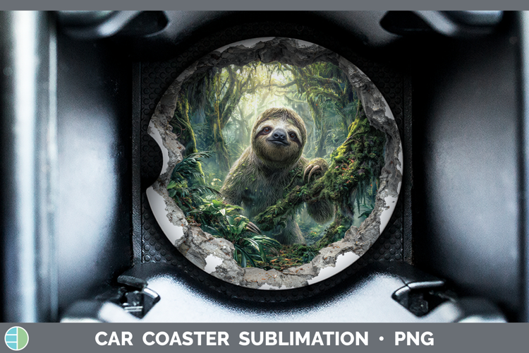 Sloth Animals 3D Hole Car Coaster Sublimation Design