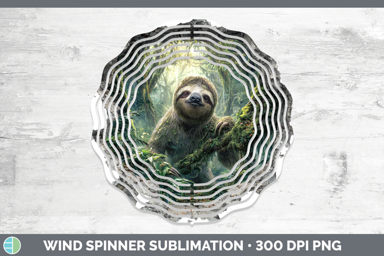 Sloth Animals 3D Hole Wind Spinner Sublimation Design