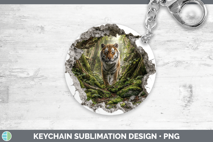 Tiger Animals 3D Hole Keychain Sublimation Design