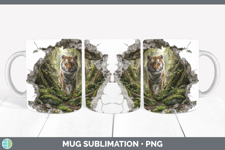 Tiger Animals 3D Hole Mug Wrap Sublimation Design