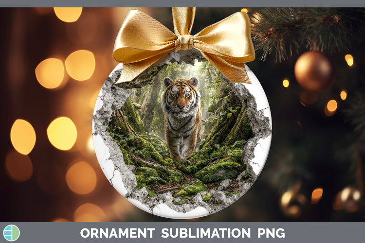 Tiger Animals 3D Hole Ornament Sublimation Design