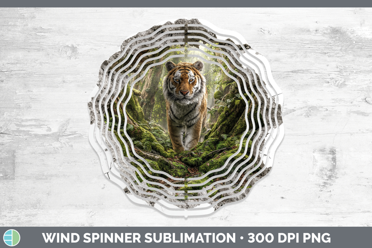 Tiger Animals 3D Hole Wind Spinner Sublimation Design