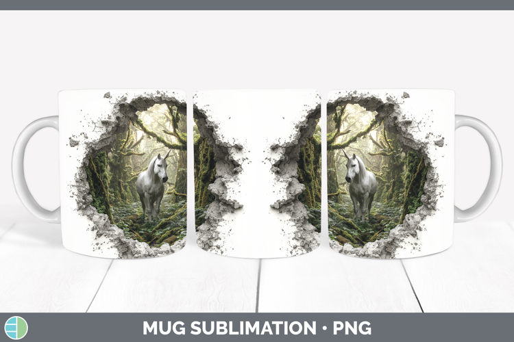 Unicorn Animals 3D Hole Mug Wrap Sublimation Design