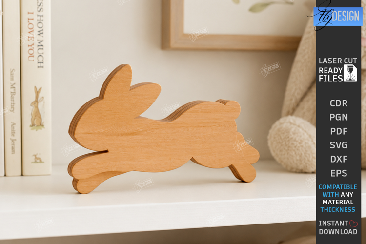 3D Layered Bunny Figurines Laser Cut | Tabletop Decor | CNC