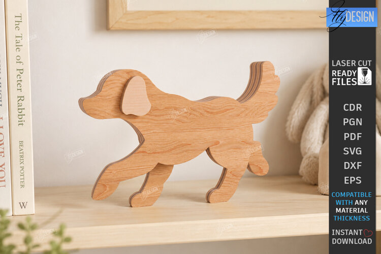 3D Layered Dog Figurines Laser Cut | Tabletop Decor | CNC example image 1