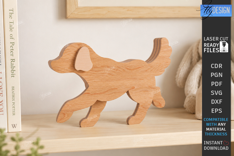 3D Layered Dog Figurines Laser Cut | Tabletop Decor | CNC