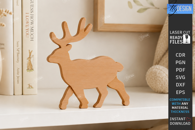 3D Layered Deer Figurines Laser Cut | Tabletop Decor | CNC