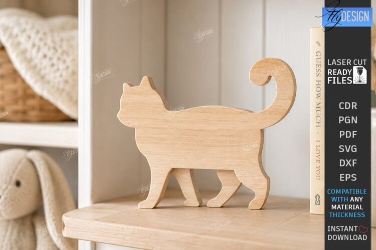 3D Layered Cat Figurines Laser Cut | Tabletop Decor | CNC example image 1