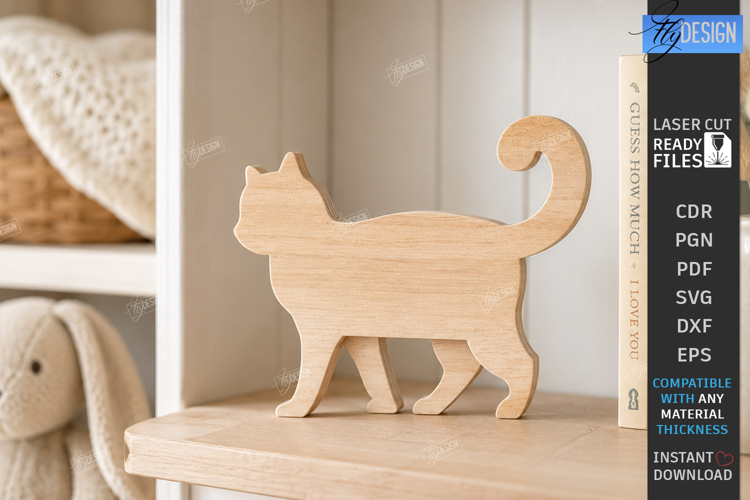 3D Layered Cat Figurines Laser Cut | Tabletop Decor | CNC