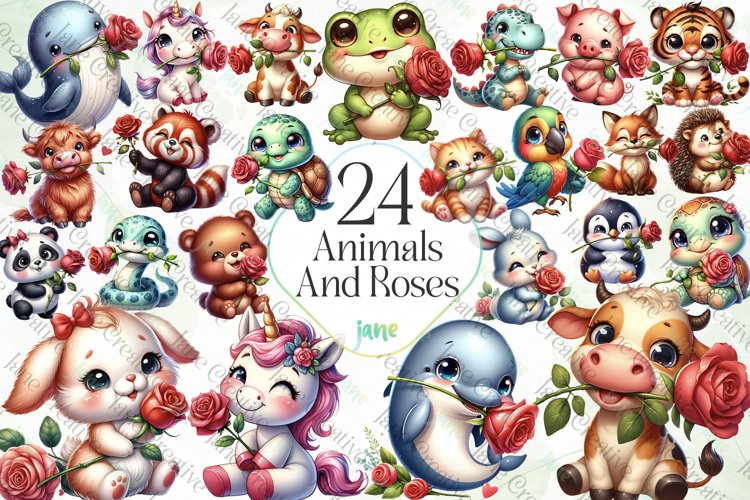 Animals And Roses Sublimation Bundle