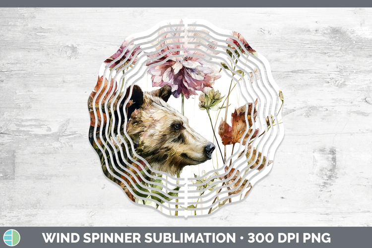 Bear Wind Spinner Animals Autumn Floral Sublimation Spinner