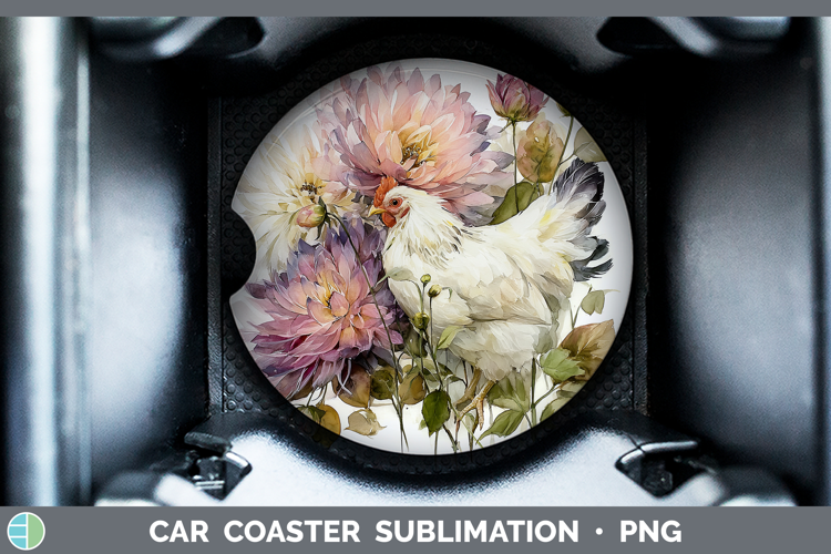 Chicken Car Coaster Animals Autumn Floral Sublimation Desi