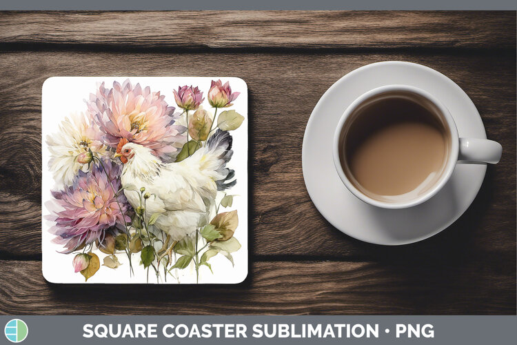 GorgeousAnimals Autumn Floral Square Coaster design.