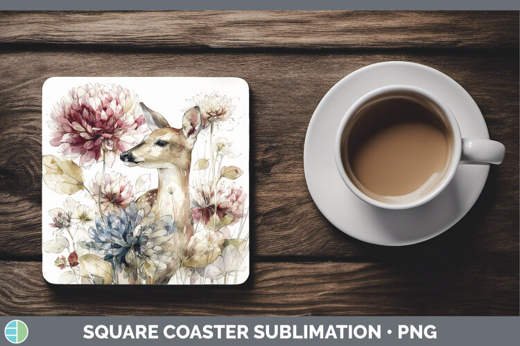 GorgeousAnimals Autumn Floral  Square Coaster design.
