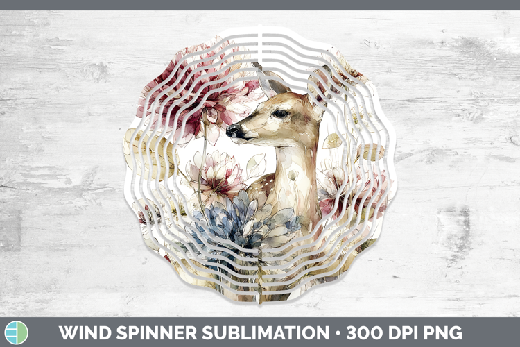 Deer Wind Spinner Animals Autumn Floral Sublimation Spinner