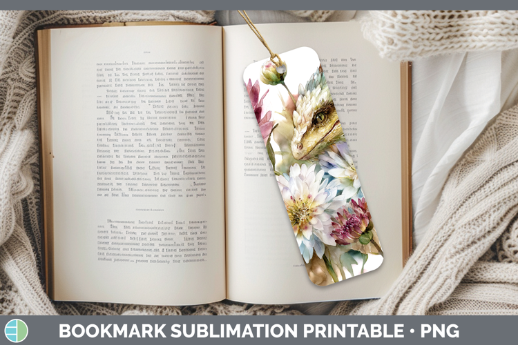 Dragon Bookmark Animals Autumn Floral Sublimation Printable