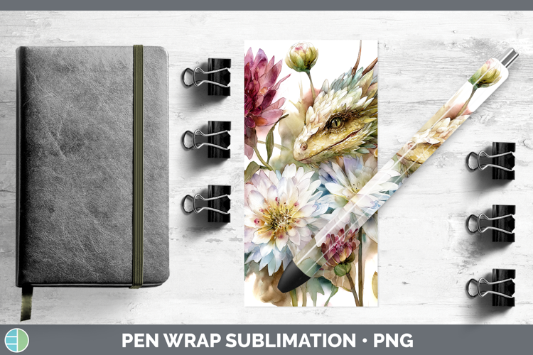 Dragon Pen Wrap Animals Autumn Floral Sublimation Pen Desig