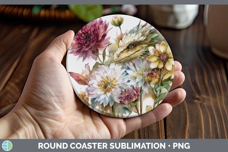GorgeousAnimals Autumn Floral  Round Coaster design.