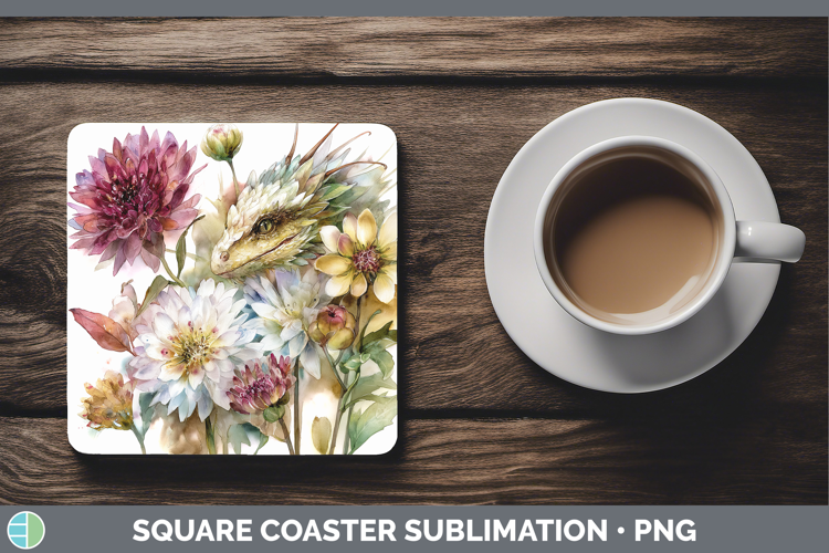 Dragon Square Coaster Animals Autumn Floral Sublimation Coa