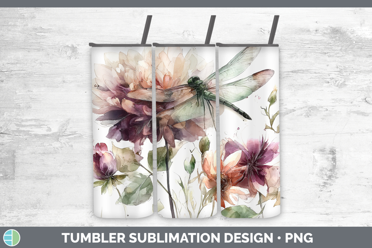 Dragonfly Tumbler Animals Autumn Floral Sublimation 20 oz S