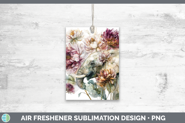 Elephant Air Freshener Animals Autumn Floral Sublimation Ca