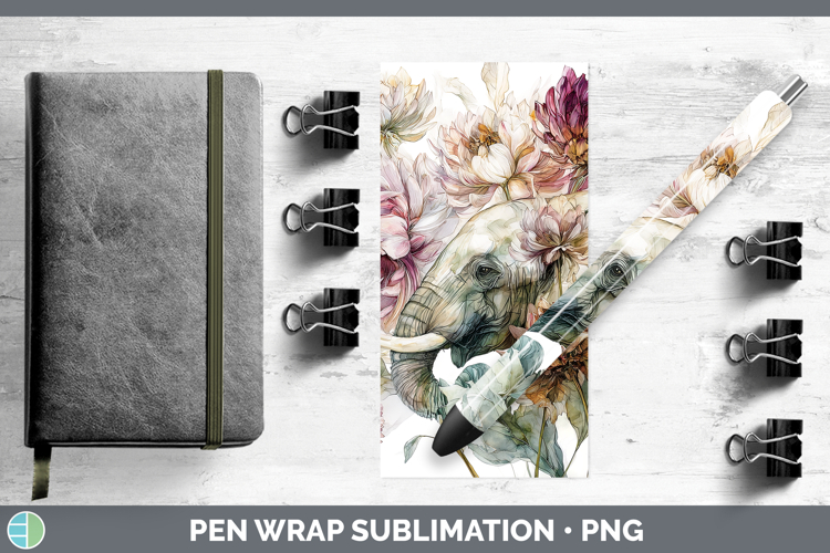 Elephant Pen Wrap Animals Autumn Floral Sublimation Pen Des