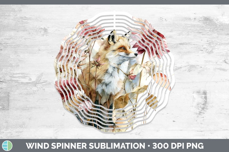 Fox Wind Spinner Animals Autumn Floral Sublimation Spinner