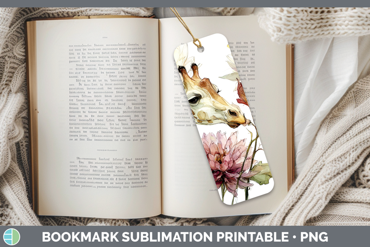 Giraffe Bookmark Animals Autumn Floral Sublimation Printabl
