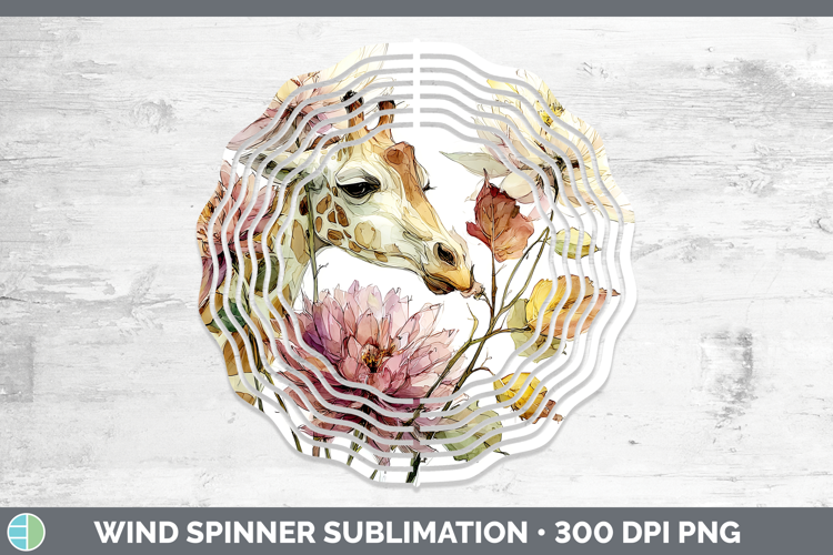 Giraffe Wind Spinner Animals Autumn Floral Sublimation Spin