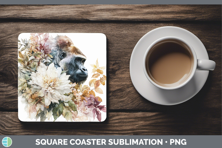 Gorilla Square Coaster Animals Autumn Floral Sublimation Co