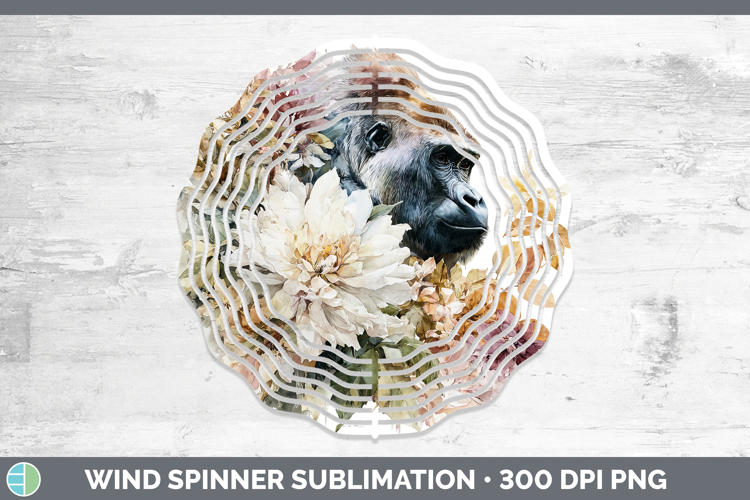 Gorilla Wind Spinner Animals Autumn Floral Sublimation Spin
