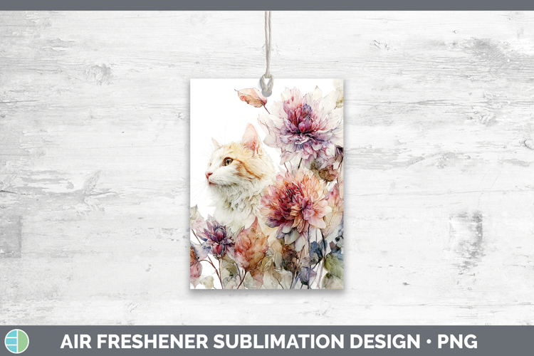 Kitten Air Freshener Animals Autumn Floral Sublimation Car
