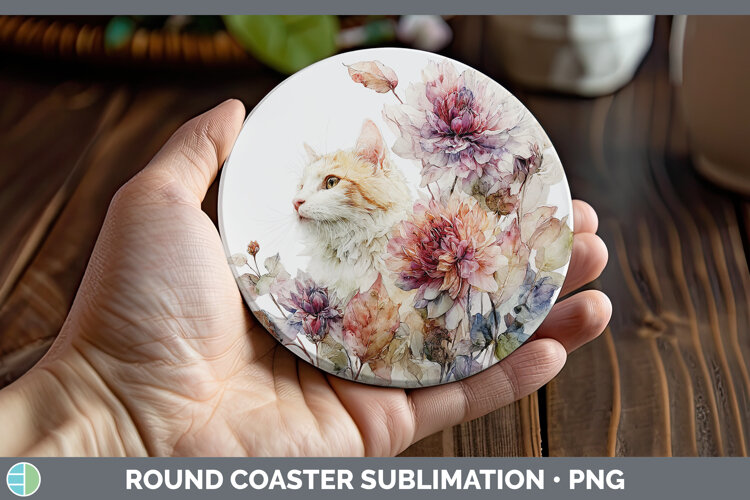 GorgeousAnimals Autumn Floral Round Coaster design.