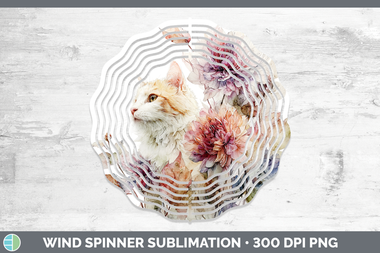 Kitten Wind Spinner Animals Autumn Floral Sublimation Spinn