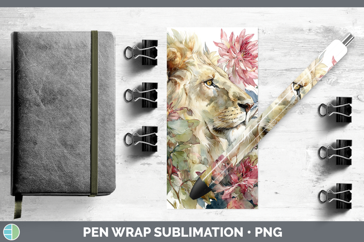 Lion Pen Wrap Animals Autumn Floral Sublimation Pen Designs