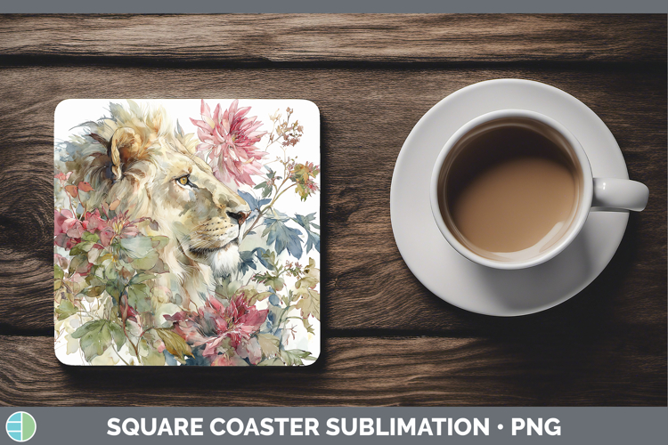 Lion Square Coaster Animals Autumn Floral Sublimation Coast