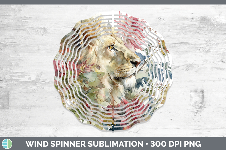 Lion Wind Spinner Animals Autumn Floral Sublimation Spinner