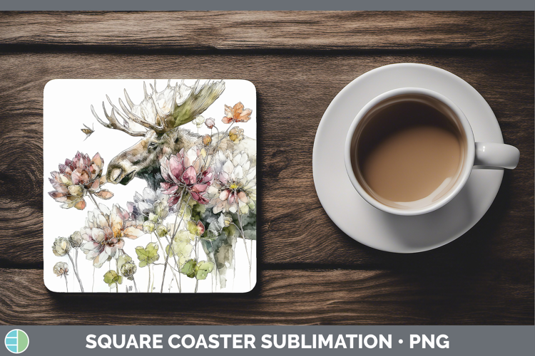 Moose Square Coaster Animals Autumn Floral Sublimation Coas