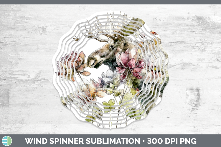 Moose Wind Spinner Animals Autumn Floral Sublimation Spinne
