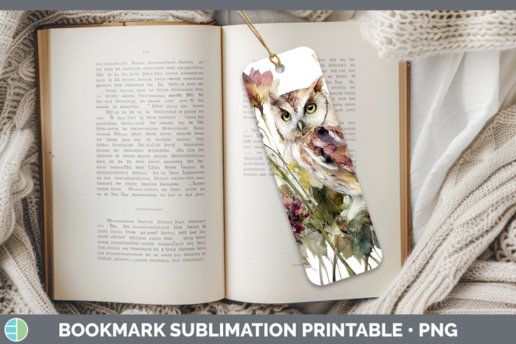 Owl Bookmark Animals Autumn Floral Sublimation Printable De