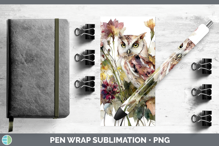Owl Pen Wrap Animals Autumn Floral Sublimation Pen Designs