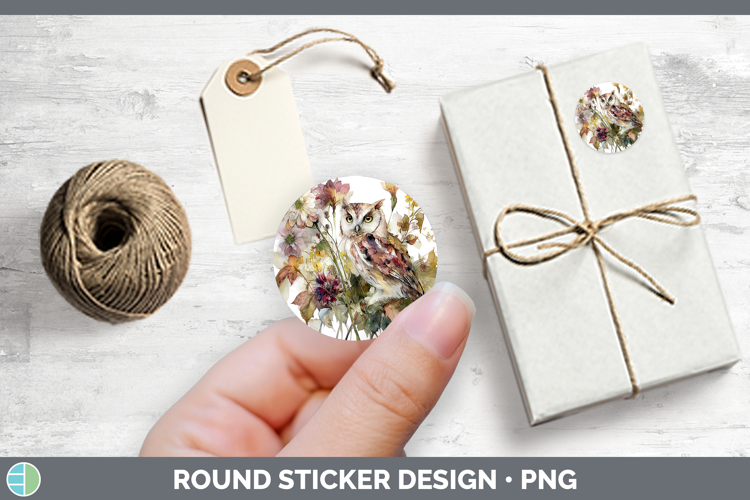 Animals Autumn Floral Owl Stickers | Round Labels Designs