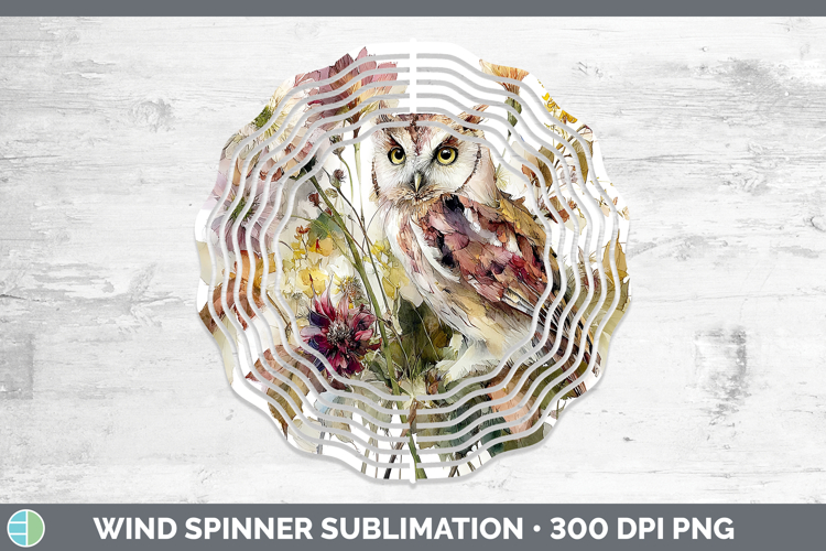 Owl Wind Spinner Animals Autumn Floral Sublimation Spinner